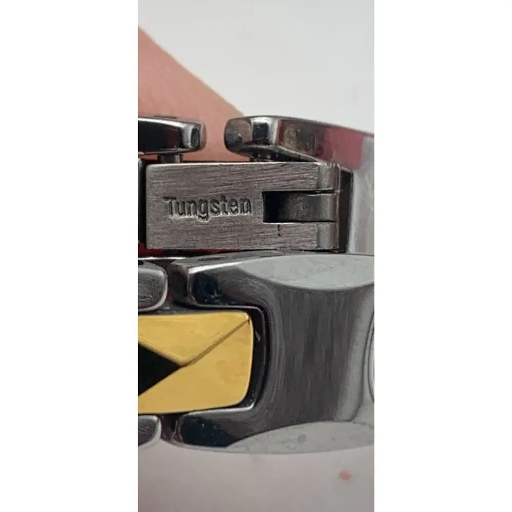 Tungsten Carbide Magnetic Bracelet, 2-Tone (Silver & Gold Tone)